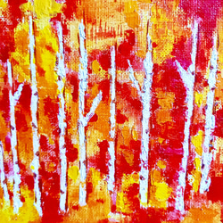 油絵　秋の白樺の森へ 3枚目の画像
