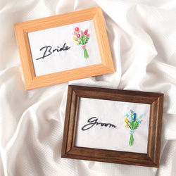 刺繍の受付サインセット（Groom&Bride・花束） 1枚目の画像