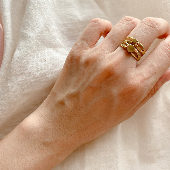 好星情 -可調式黃銅戒指 第6張的照片