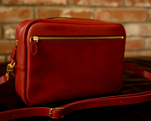 ショルダーバッグ 赤 レザークラフト ハンドメイド 本革 ショルダー