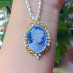 豪華カメオペンダント ビンテージ レディースアクセサリー 緑 彫刻