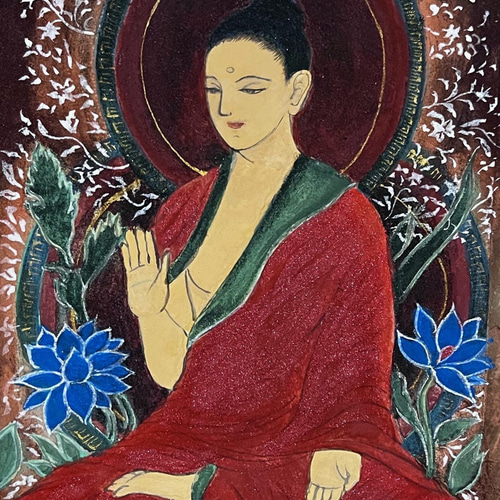 青い蓮と釈迦如来（仏画）日本画 原画 絵画 quiet8888 通販 14749360