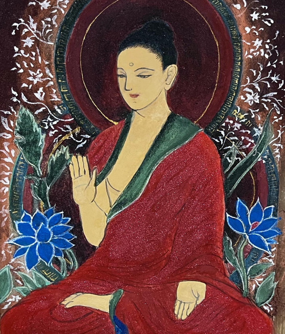 青い蓮と釈迦如来（仏画）日本画 原画 絵画 quiet8888 通販