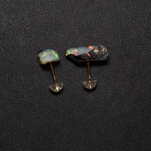 [057 Opal Fest 2022] 衣索比亞蛋白石礦物寶石 K18（18K 金）耳環天然石材配件 第4張的照片