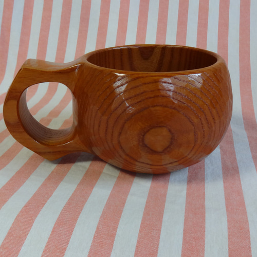 ツートンのケヤキの一木彫りコーヒーカップ マグカップ 良岳 通販