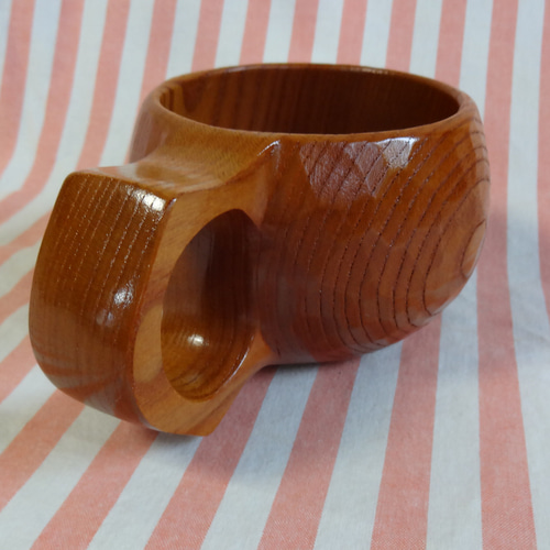 ツートンのケヤキの一木彫りコーヒーカップ マグカップ 良岳 通販