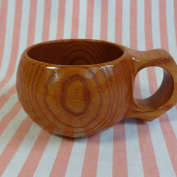 　　ツートンのケヤキの一木彫りコーヒーカップ 8枚目の画像