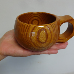 　　ツートンのケヤキの一木彫りコーヒーカップ 4枚目の画像