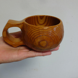 　　ツートンのケヤキの一木彫りコーヒーカップ 3枚目の画像