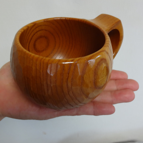 ツートンのケヤキの一木彫りコーヒーカップ マグカップ 良岳 通販