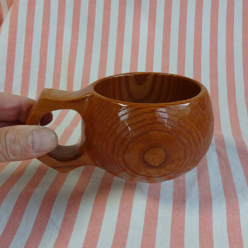 ツートンのケヤキの一木彫りコーヒーカップ マグカップ 良岳 通販