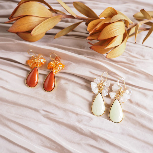 七宝焼 14kgf 金木犀dropピアス ピアス（スタッド・一粒） mio min mio