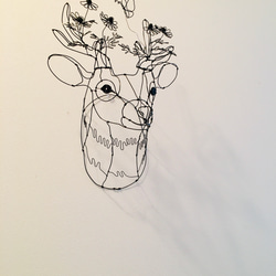 ワイヤーアート　ワイヤークラフト  鹿 flower カモミールシカ 4枚目の画像