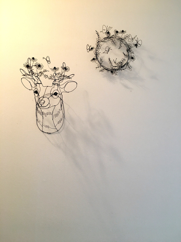 ワイヤーアート　ワイヤークラフト  鹿 flower カモミールシカ 8枚目の画像