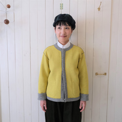 reversible wool knit cardigan   * moku gray & chick yellow * 第19張的照片