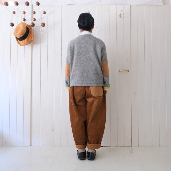 reversible wool knit cardigan   * moku gray & chick yellow * 第6張的照片