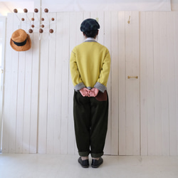 reversible wool knit cardigan   * moku gray & chick yellow * 第8張的照片