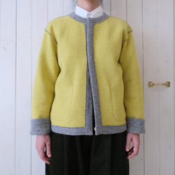 reversible wool knit cardigan   * moku gray & chick yellow * 第18張的照片