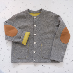 reversible wool knit cardigan   * moku gray & chick yellow * 第9張的照片