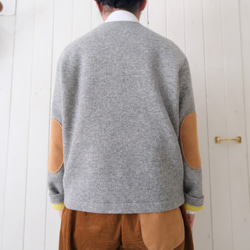 reversible wool knit cardigan   * moku gray & chick yellow * 第4張的照片