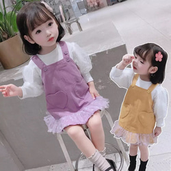 【即納】カットソー＋サスペンダースカートセット　2色 90～130 　海外子供服　女の子秋服　 7枚目の画像