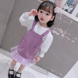 【即納】カットソー＋サスペンダースカートセット　2色 90～130 　海外子供服　女の子秋服　 11枚目の画像