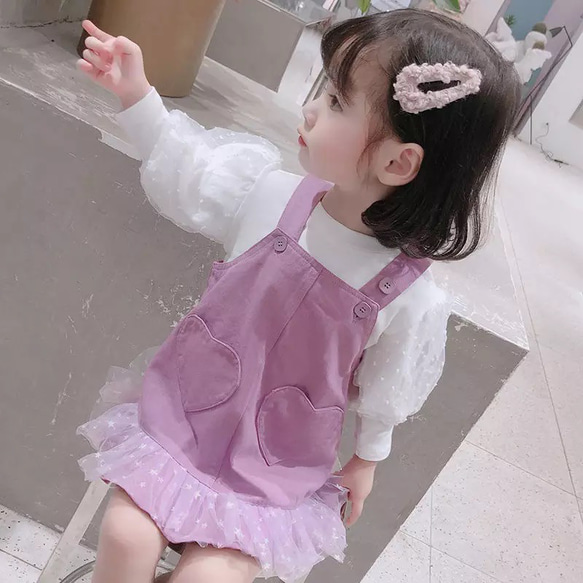 【即納】カットソー＋サスペンダースカートセット　2色 90～130 　海外子供服　女の子秋服　 10枚目の画像