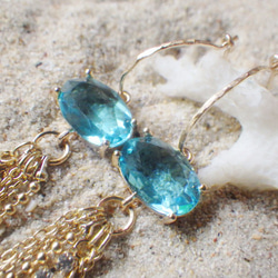 Blue faceted glass Jellyfish Earrings クラゲイヤリング・ピアス☆オーバルファセット 12枚目の画像