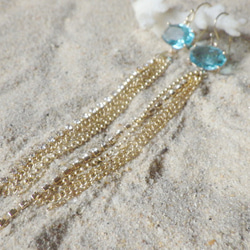 Blue faceted glass Jellyfish Earrings クラゲイヤリング・ピアス☆オーバルファセット 14枚目の画像