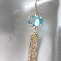 Blue faceted glass Jellyfish Earrings クラゲイヤリング・ピアス☆オーバルファセット 7枚目の画像
