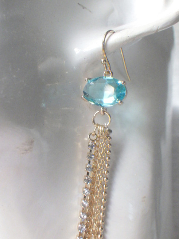 Blue faceted glass Jellyfish Earrings クラゲイヤリング・ピアス☆オーバルファセット 7枚目の画像