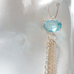 Blue faceted glass Jellyfish Earrings クラゲイヤリング・ピアス☆オーバルファセット 2枚目の画像