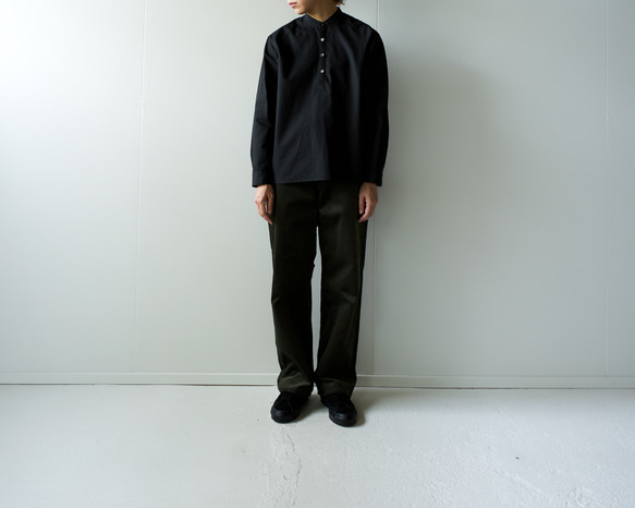 weather cloth cotton linen/raglan shirt/black/size1 5枚目の画像