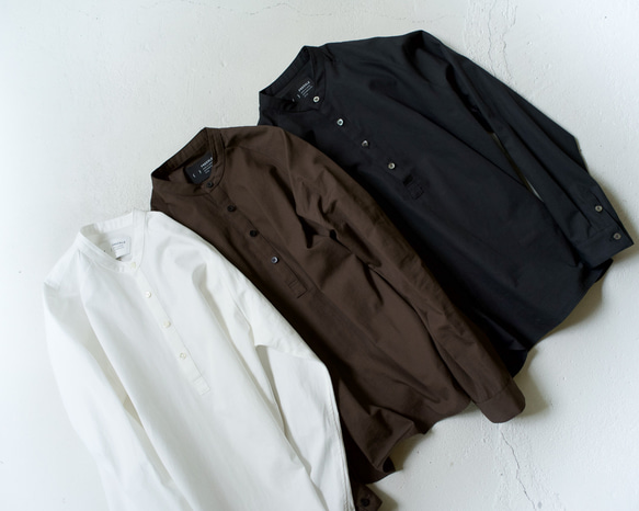 weather cloth cotton linen/raglan shirt/black/size1 2枚目の画像