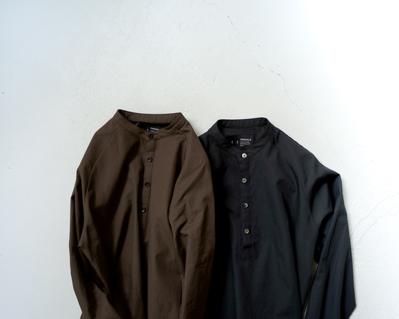weather cloth cotton linen/raglan shirt/black/size1 9枚目の画像