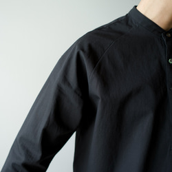 weather cloth cotton linen/raglan shirt/black/size1 1枚目の画像