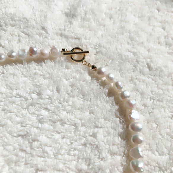 丸型　天然淡水パール　真珠　6-7mm マンテル　ネックレス　チョーカー　結婚式　二次会 2枚目の画像