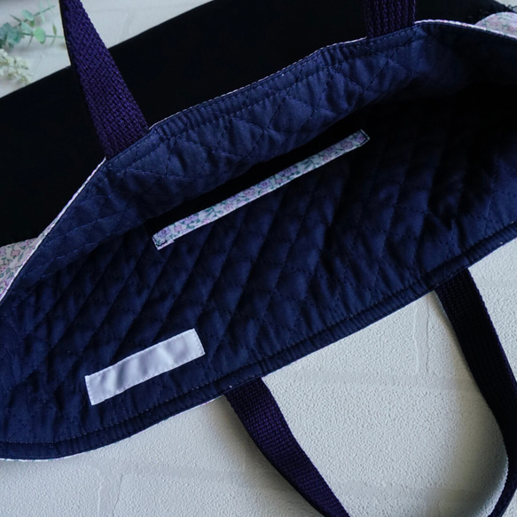 【大5cmマチ・3点セット】紫・紺色・リバティセランダイン・レッスンバッグ・上履き袋・高学年・大きめ 11枚目の画像
