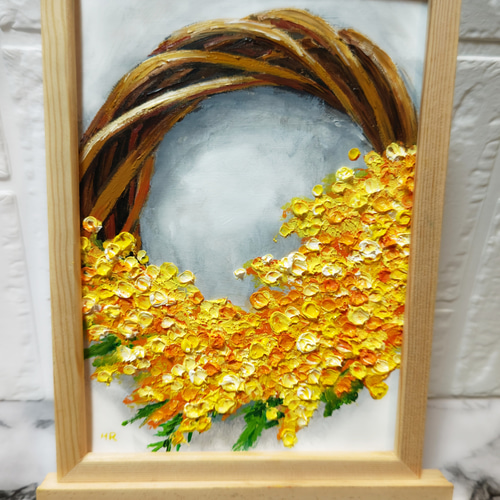 油絵 絵画 【ミモザリース】 油絵 絵画 【ミモザリース】【B5】 絵画 HR 通販 14751034