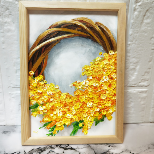 油絵 絵画 【ミモザリース】 油絵 絵画 【ミモザリース】【B5】 絵画 HR 通販 14751034