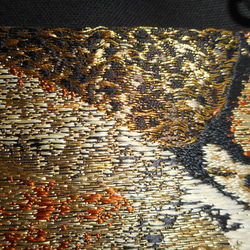 西陣織帯地ミニボストンがま口バック　三毛猫柄　金色 9枚目の画像