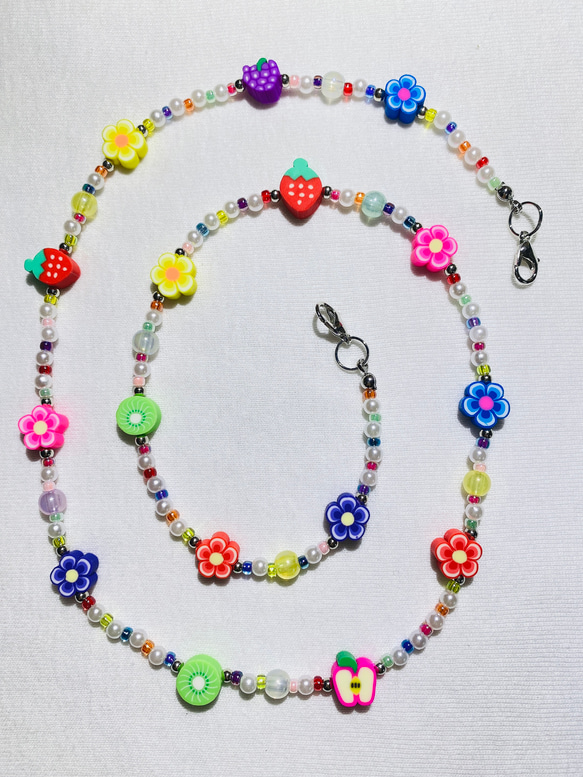 【ms-2】ビーズ マスクストラップ❁カラフル ニコちゃん 蝶々 原宿 韓国 ms-2】ビーズ マスクストラップ❁カラフル ニコちゃん 蝶々 原宿 韓国