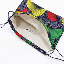 アフリカ布の巾着ショルダー（アフリカンプリント）斜めがけ たすき掛け インナーバッグ 6枚目の画像