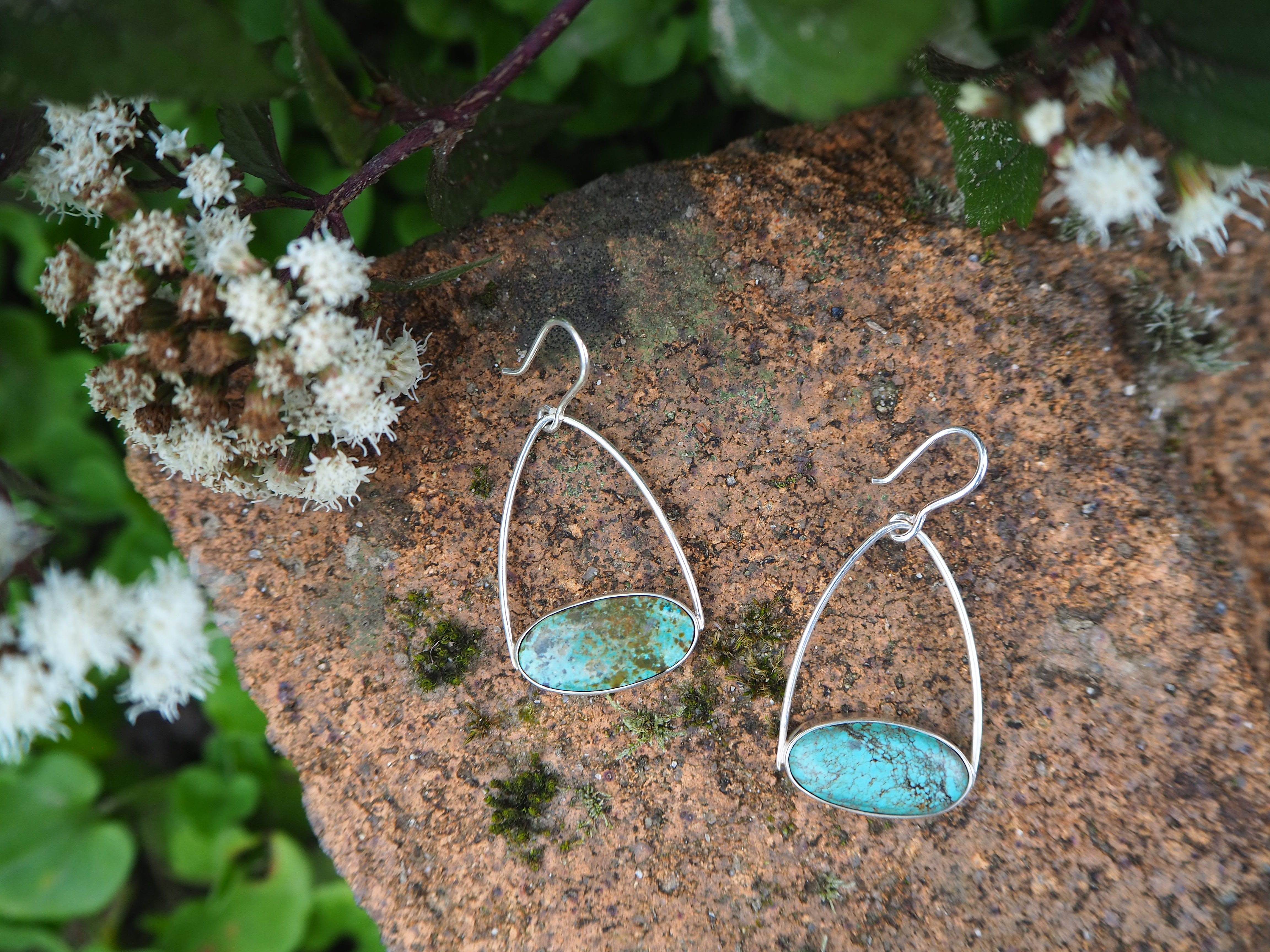 turquoise ターコイズ ピアス 36mm silver925 一点物