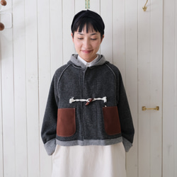 reversible wool short coat   * moku gray & charcoal gray * 第1張的照片