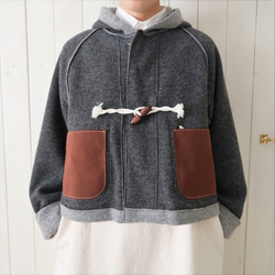 reversible wool short coat   * moku gray & charcoal gray * 第9張的照片