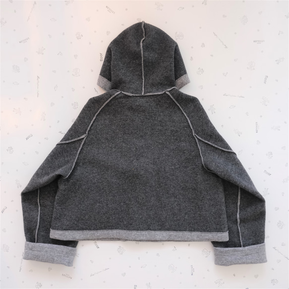 reversible wool short coat   * moku gray & charcoal gray * 第13張的照片
