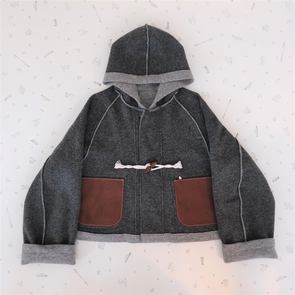 reversible wool short coat   * moku gray & charcoal gray * 第11張的照片