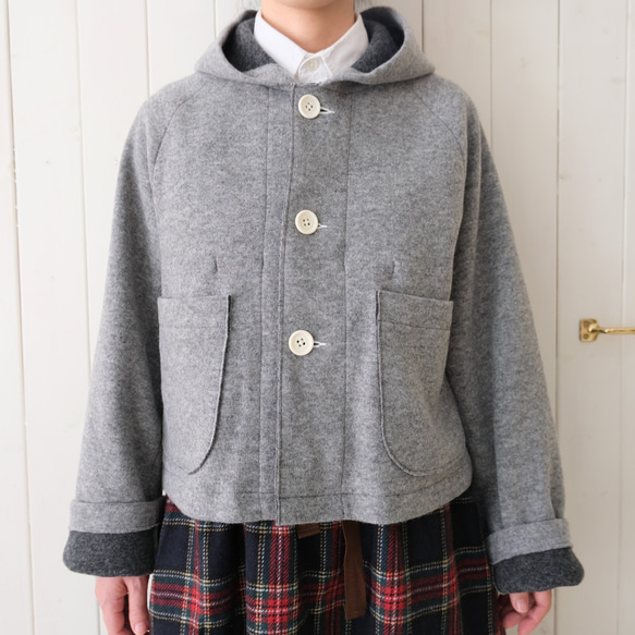 reversible wool short coat   * moku gray & charcoal gray * 第10張的照片