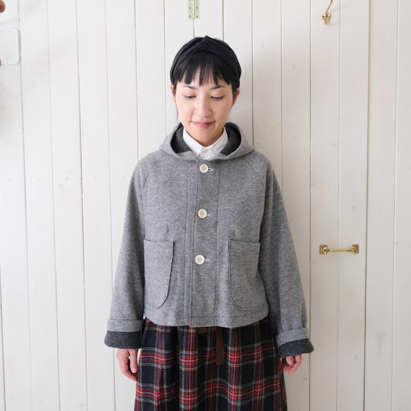 reversible wool short coat   * moku gray & charcoal gray * 第3張的照片